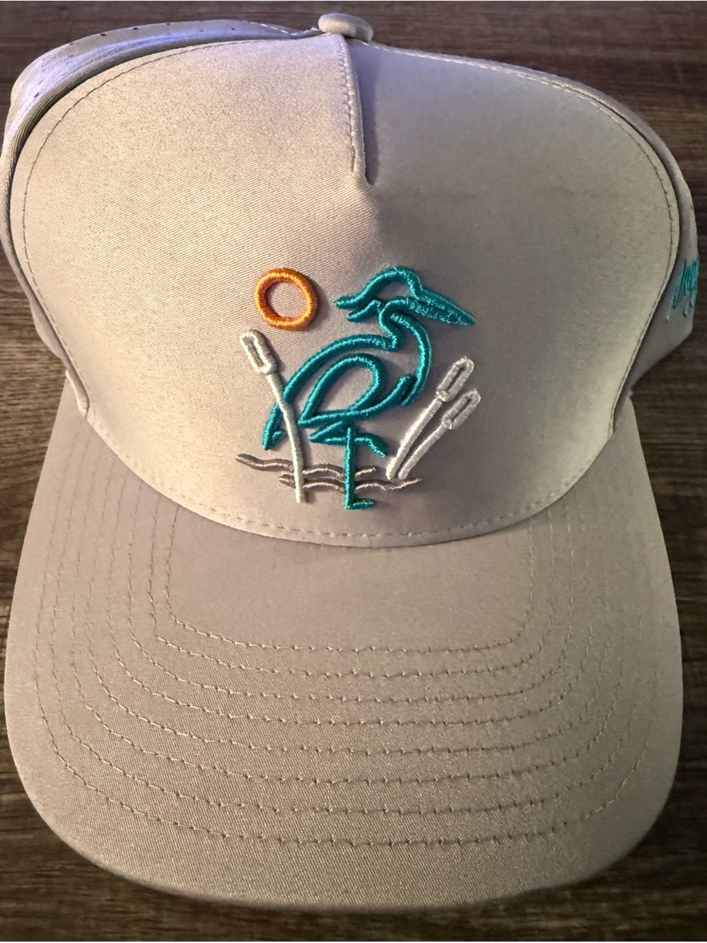 Waggle Snapback Trucker Golf Hat with Teal Heron Embroidery